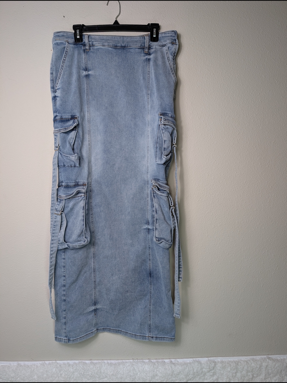 Retrofete Cargo Maxi Skirt Womens 12 Blue Stretch Denim - Picture 4 of 5